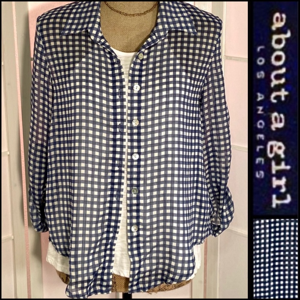 Slightly Sheer Gingham Check Button up